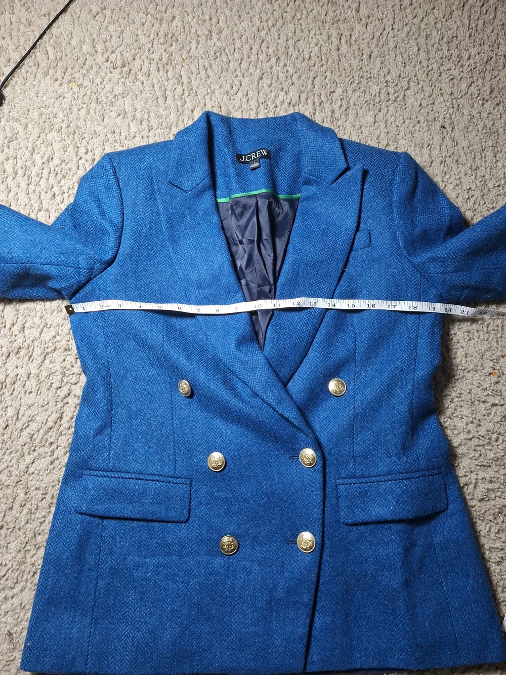 J. Crew Double-Breasted Teal Blazer with Gold Buttons Size 6